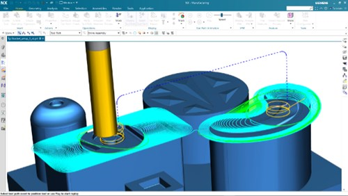 Az NX CAM adaptív marási szerszámpályái automatikusan fenntartják a folyamatos forgácskeresztmetszetett, lehetővé téve a termelékeny anyageltávolítást és a szerszám hosszabb élettartamát.