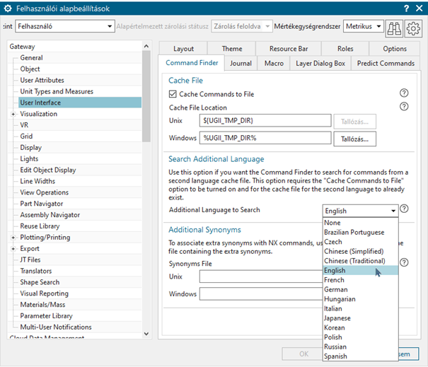 Magyar nyelvű NX-ben angol nyelvű parancsok keresése 2